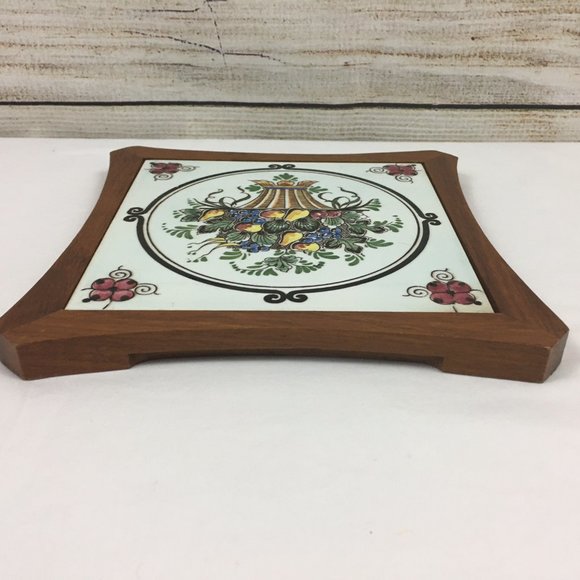 VTG Fruit Basket Tile Wood Trivet Decor - Picture 5 of 10